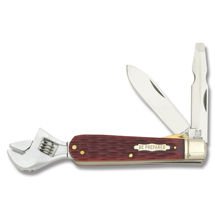 Rough Rider™ Utility Knife with Wrench and Red Jigged Bone