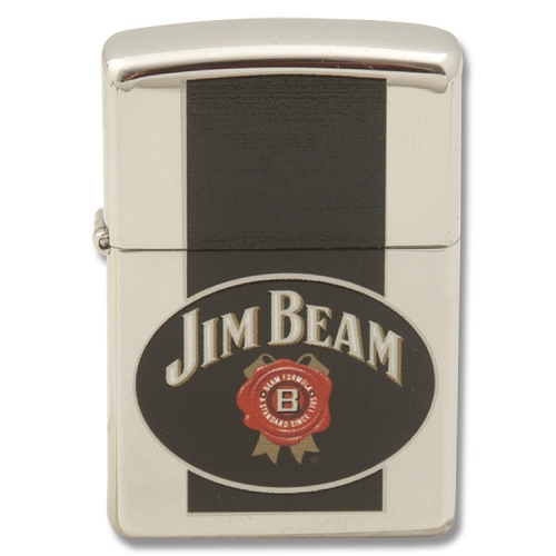 zippo jim beam black label lighter with high polish chrome fin