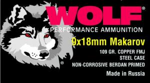 Wolf 9 MM X 18 MM Makarov 100 Grain Full Metal Jacket