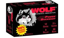 Wolf Power Buckshot 12 Ga. 2 3/4" 9 Pellets #00 Lead Bucksho