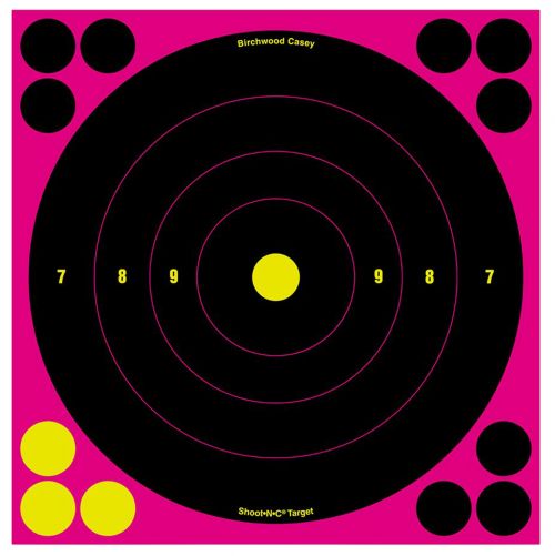 Birchwood Casey Shoot-N-C Self-Adhesive Paper 8 Bullseye Black/Pink 6 Per Pack