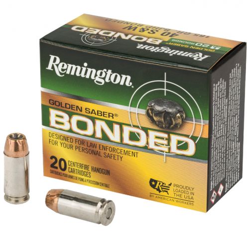 Remington Golden Saber Bonded 40 S&W Ammo 165gr Brass Jacket Hollow Point  20rd box