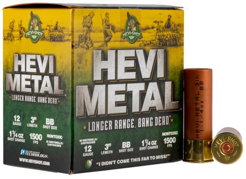HEVI-Shot 38088 Hevi-Metal Longer Range 12 Gauge 3 1 1/4 oz BB Shot 25 Bx/ 10 Cs