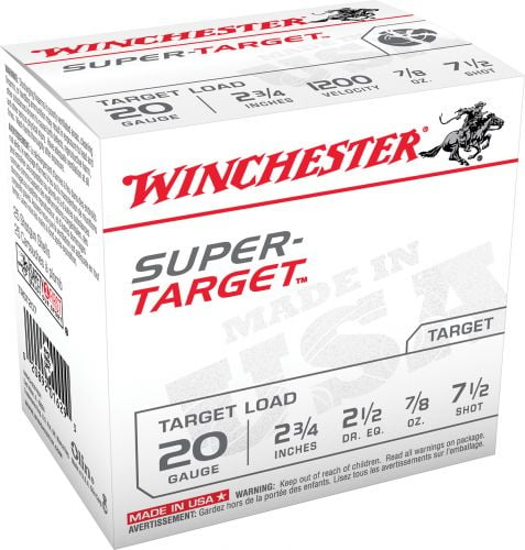 Winchester  Super Target 20 Gauge Ammo 2-3/4\\\ 7/8 oz  #7.5 Shot 25rd box