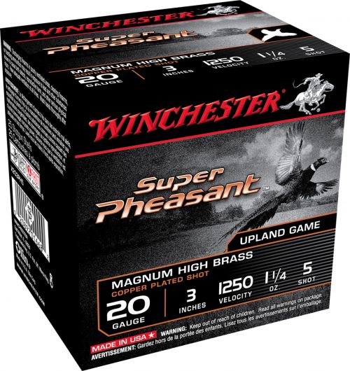 Winchester Ammo Super Pheasant Magnum High Brass 20 Gauge 3 1 1/4 oz 5 Shot Copper Plated 25 Bx/ 10 Cs