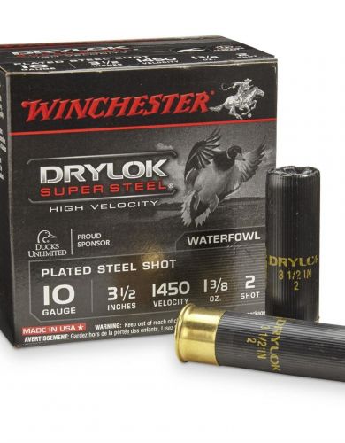 Winchester Ammo Drylock Super Steel High Velocity 10 Gauge 3.5 1 3/8 oz 2 Shot 25 Bx/ 10 Cs