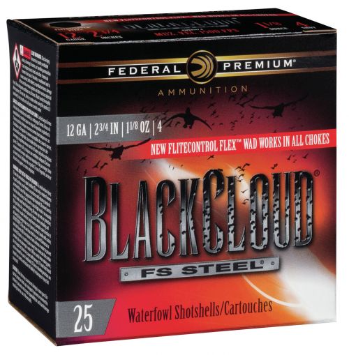 Federal Black Cloud FS Steel 12 Gauge 2.75 1 1/8 oz 4 Shot 25 Bx/ 10 Cs