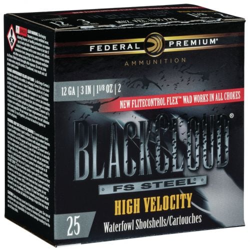 Federal Black Cloud FS Steel High Velocity 12 Gauge 3 1 1/8 oz 2 Shot 25 Bx/ 10 Cs