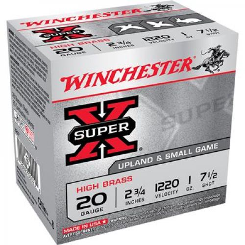 Winchester Ammo Super X High Brass 20 Gauge 2.75 1 oz 7.5 Shot 25 Bx/ 10 Cs