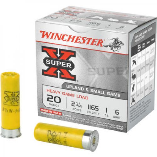 Winchester  Super-X Heavy Game Load 20 GA Ammo  2.75 1oz #6 shot 25rd box