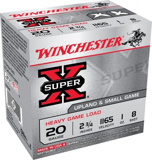 Winchester Ammo Super X Heavy Game Load 20 Gauge 2.75 1 oz 8 Shot 25 Bx/ 10 Cs