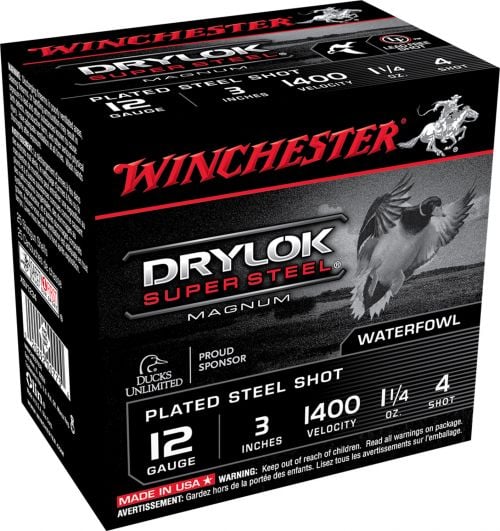 Winchester Ammo Drylock Super Steel Magnum 12 GA 3 1 1/4 oz 4 Round 25 Bx/ 10 Cs