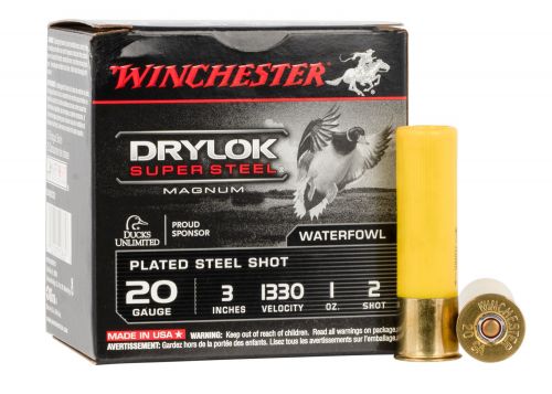 Winchester Ammo Drylock Super Steel Magnum 20 GA 3 1 oz 2 Round 25 Bx/ 10 Cs