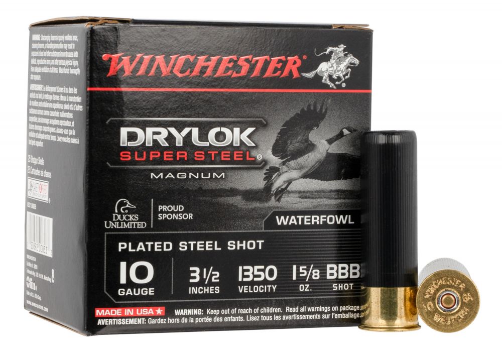 Winchester Drylok Super Magnum Steel 10 Gauge Ammo BBB Shot 25 Round Box