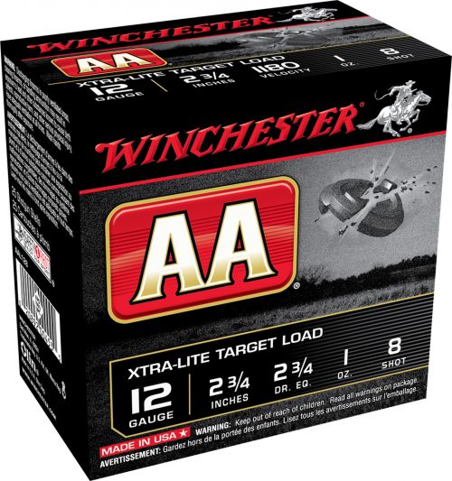 Winchester AA Xtra-Lite 12 Gauge Ammo  2.75\ 1 oz #8 Shot 25rd box 1180fps