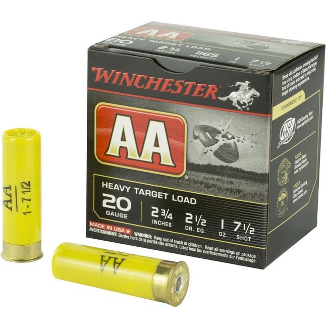 Winchester AA Heavy 20 Gauge Ammo 2.75 1 oz #7.5 Shot 25rd box
