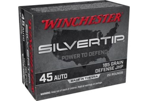Winchester Ammo Silvertip 45 ACP 185 gr Silvertip Jacket Hollow Point 20rd box