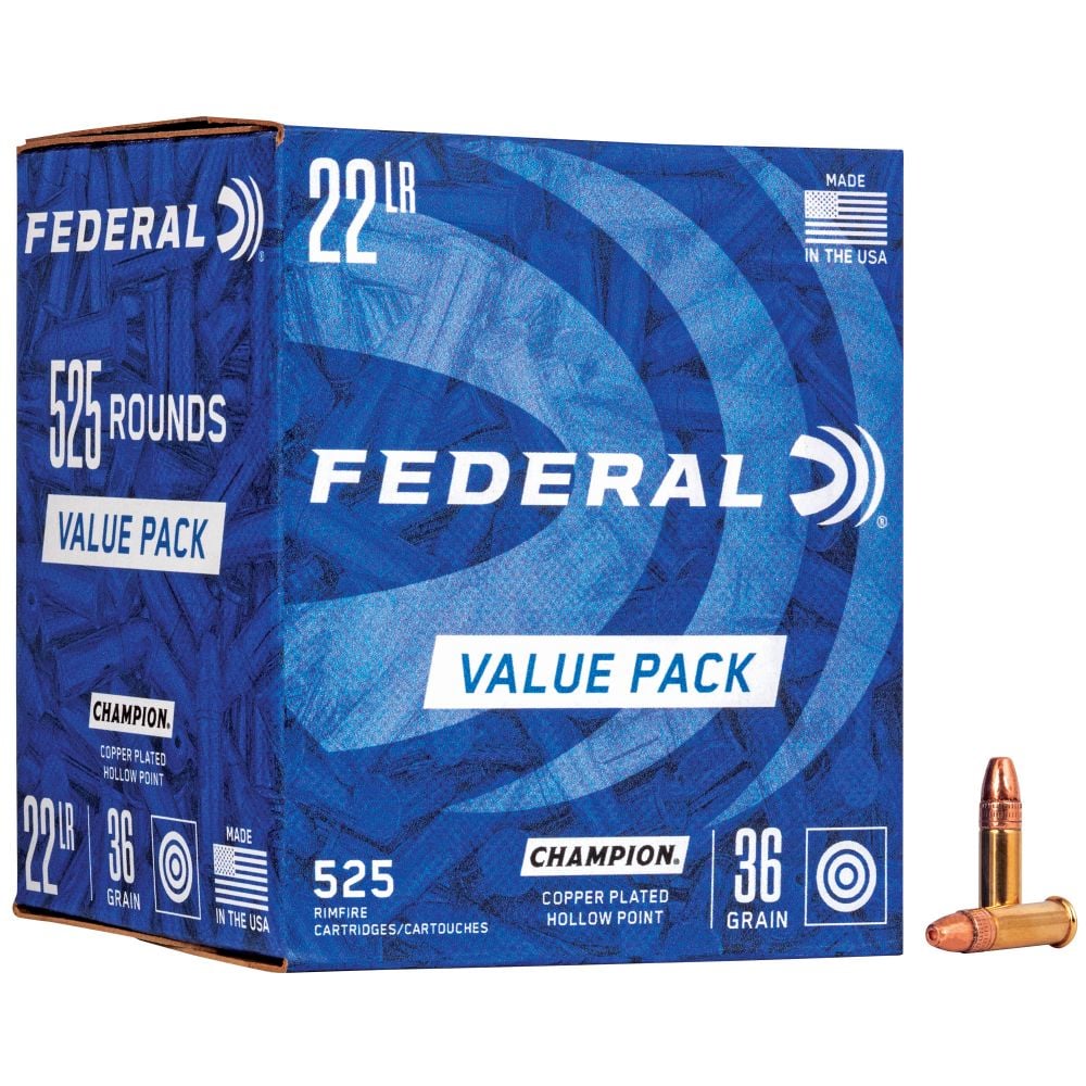 Federal .22 LR 36 Grain Copper Plated Hollow Point 525rd box