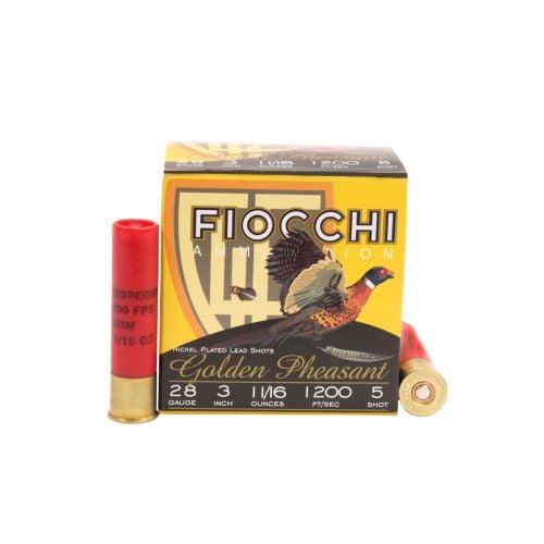 Fiocchi Golden Pheasant Lead Shot 28 Gauge Ammo 25 Round Box