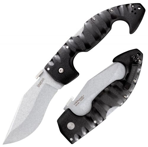 Cold Steel Spartan 4.50 Folding Plain AUS 10A Steel Blade Black Griv-Ex w/6061 Aluminum Liners Handle