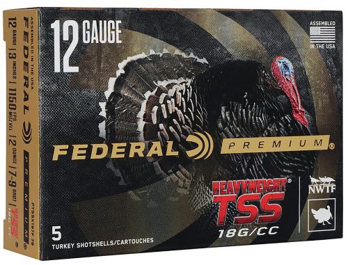 Federal Turkey Heavyweight TSS 12 Gauge  Ammo 3 2oz  1150 fps Tungsten  #7,# 9 Shot 5rd box