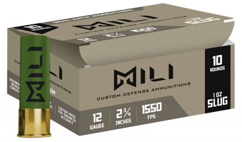 Mili Custom  Lead Rifled Slug 12 Gauge Ammo 2-3/4 1 oz 10 Round Box