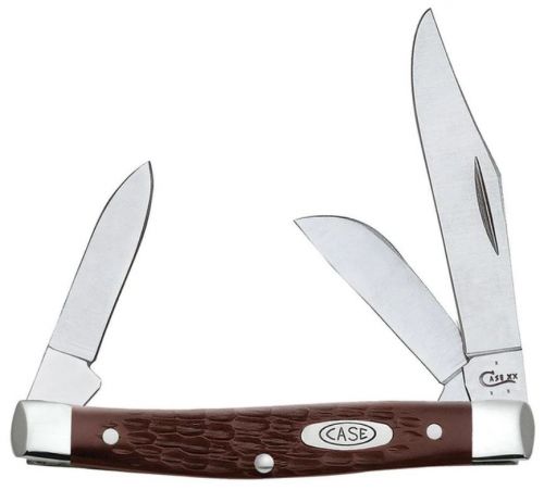 Case Stockman Medium 2.42/1.58/1.57 Folding Clip/Sheepfoot/Pen Plain Tru-Sharp SS Blade/Jigged Brown Synthetic Handle