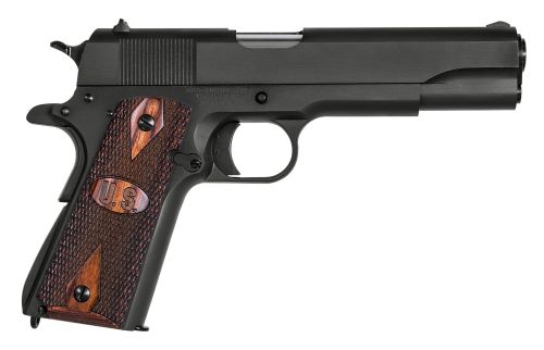 Auto-Ordnance  1911-A1 GI Spec *MA Compliant 45ACP 5 9+1 Matte Black Steel Checkered Wood with Integrated US Logo