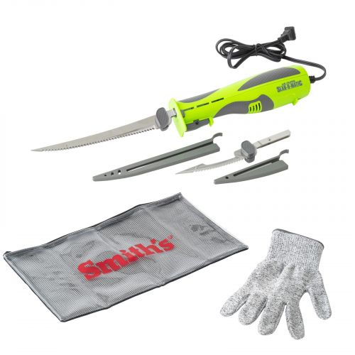 Smiths Products Mr. Crappie Slab-O-Matic 8/4.50 Fillet/Ribcage Serrated Stainless Steel Blade Electric Green/Gray Vented Handl