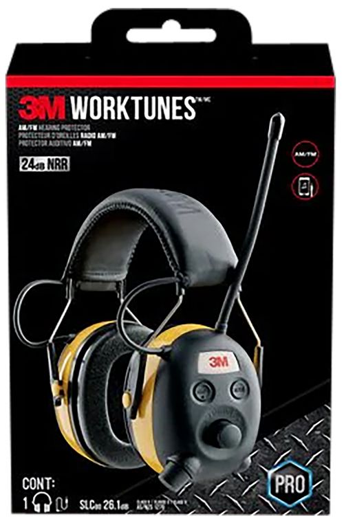 Peltor Worktunes 24 dB Over the Head Yellow Earcups with Black Headband & AM/FM Radio