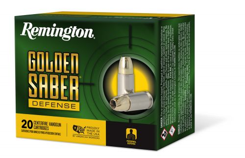 Remington Ammunition Golden Saber Defense 9mm 124 gr Brass Jacket Hollow Point (BJHP) 20 Bx/ 25 Cs