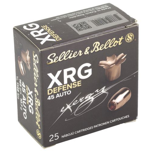 S&B XRG Defense Ammo 45acp 185gr Copper HP 25rd box