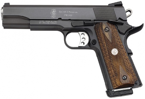 Smith & Wesson 1911 E 45 ACP 5 8 + 1 Walnut Grip Fixed Sight Blued