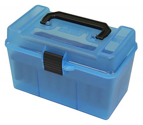 MTM Case-Gard H50RL24 Deluxe Ammo Box for 25-06 Rem/.30-06 Springfield Clear Blue Polypropylene 50rd