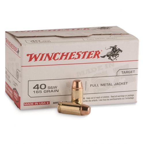 Winchester Full Metal Jacket 40 S&W Ammo 165 gr 100 Round Box