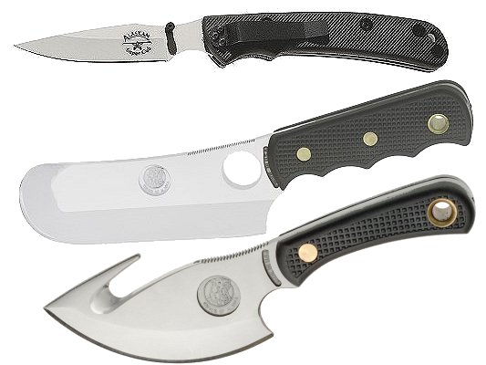 Knives of Alaska Triple Fixed Set D2 / AUS-8 / D2 Cleaver/Drop Pt/Skinner