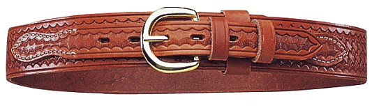 Bianchi 40 Leather Basket Weave Belt w/Solid Brass Buckle