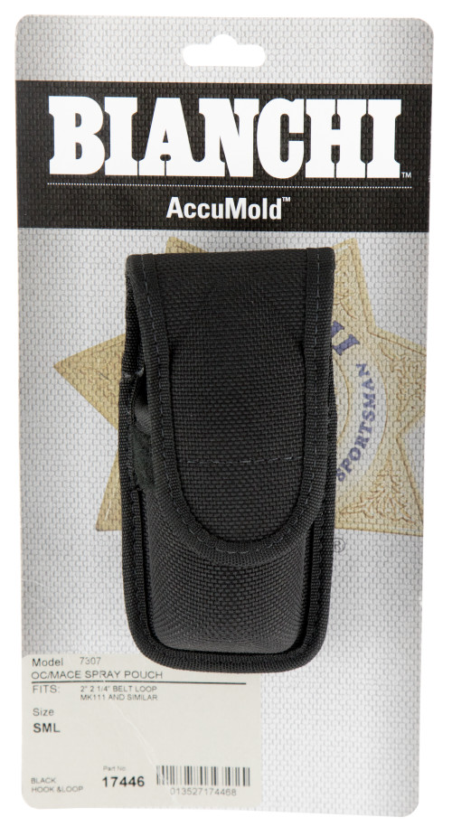 Bianchi 17446 7307 Mace/OC Spray Holder Small 2-2.25 Black Trilaminate Hook & Loop Mount