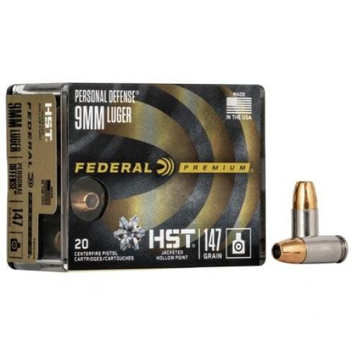 Federal Premium Personal Defense HST Jacketed Hollow Point 9mm Ammo 147 gr 20 Round Box