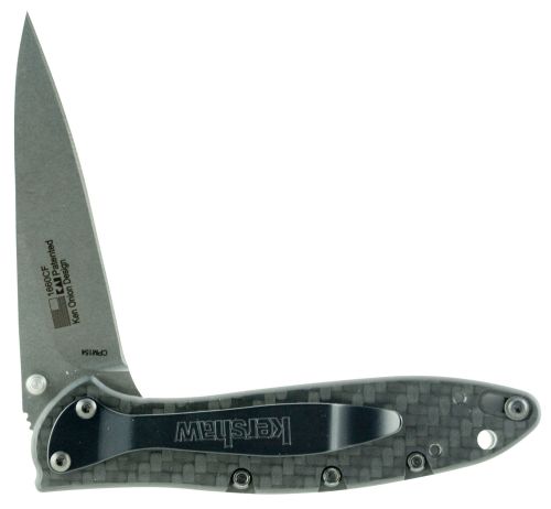 Kershaw 1660CF Leek Knife 3 CPM154 Stainless Steel Black Drop Point Carbon Fib