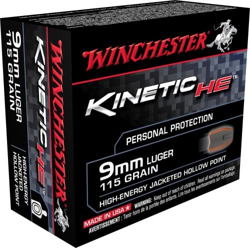 Winchester Ammo Kinetic High Energy 9mm Luger 115 GR Jacketed Hollow Poi