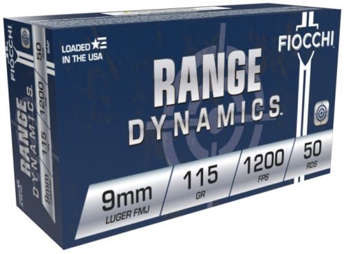 Fiocchi Pistol Shooting Dynamics Full Metal Jacket 9mm Ammo 115 gr 50 Round Box