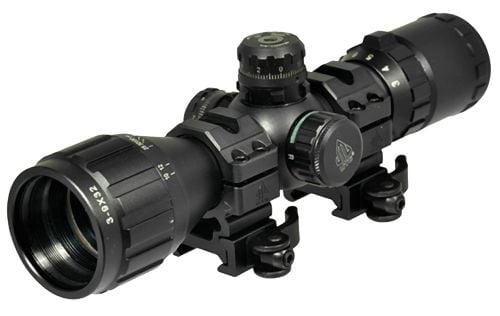 UTG SCPM392AOLW BugBuster 3-9x 32mm Obj 37.70-14.00 ft @ 100 yds FOV 1 Tube Black Finish Illuminated Red/Green Mil-Dot