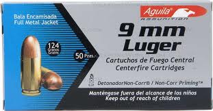 Aguila 9MM 124gr. FMJ, 50RDS