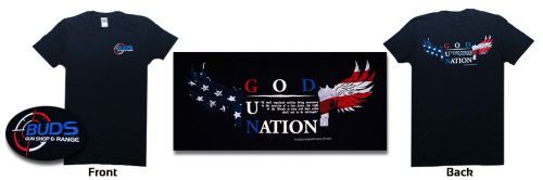 Buds logo t-shirt NATION UNDER GOD - Our #1 seller! ** SHIPS FREE !!