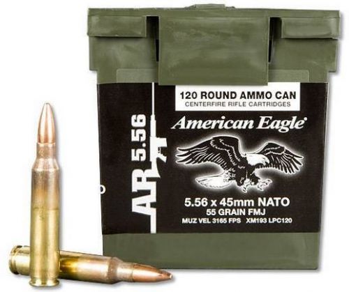 FED American Eagle Lake City 5.56 NATO 55 Grain FMJ 120rd Mini Ammo Can