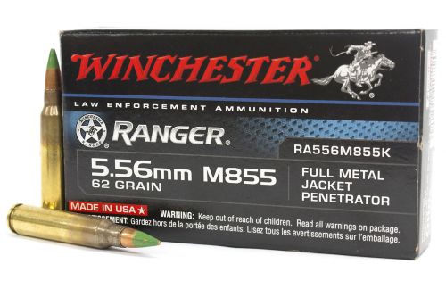 Winchester 5.56mm M855 62 Gr. Ranger FMJ Penetrator 20/Box