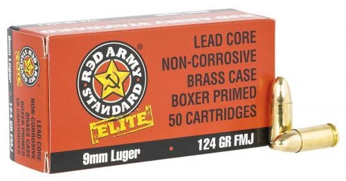 Century Red Army Standard Elite  9mm Ammo 124gr Full Metal Jacket  50 Round Box