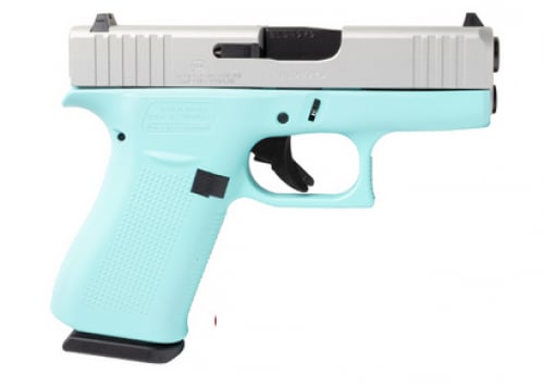 Glock G43X Apollo Custom Robins Egg Blue/Silver 9mm Pistol