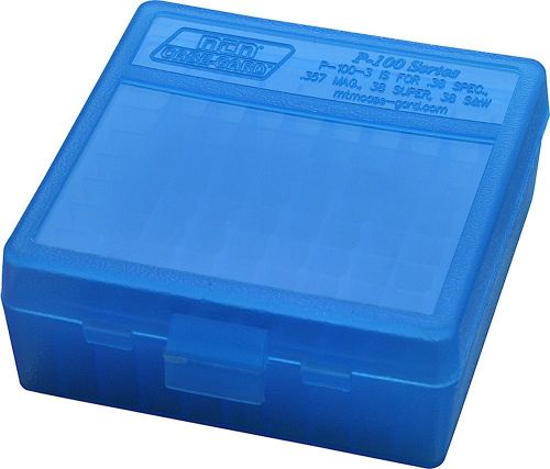 MTM P-100 Flip-Top Pistol Ammo Box 1.68 OAL Blue Poly